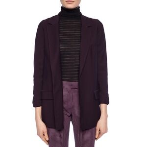 Allsaints‎ Aleida Purple Blazer Jacket Womens Size 8 Open Front Drape Minimalist